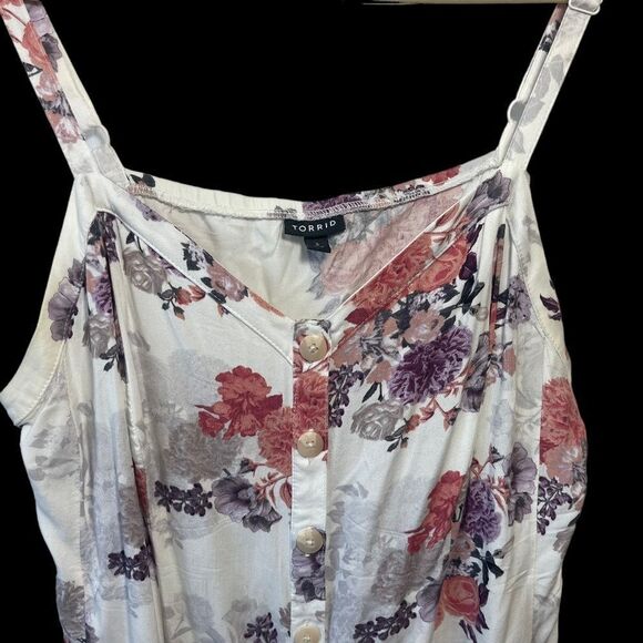 Torrid Cream Floral Print Babydoll Top Sz 3/3X - Picture 2 of 7